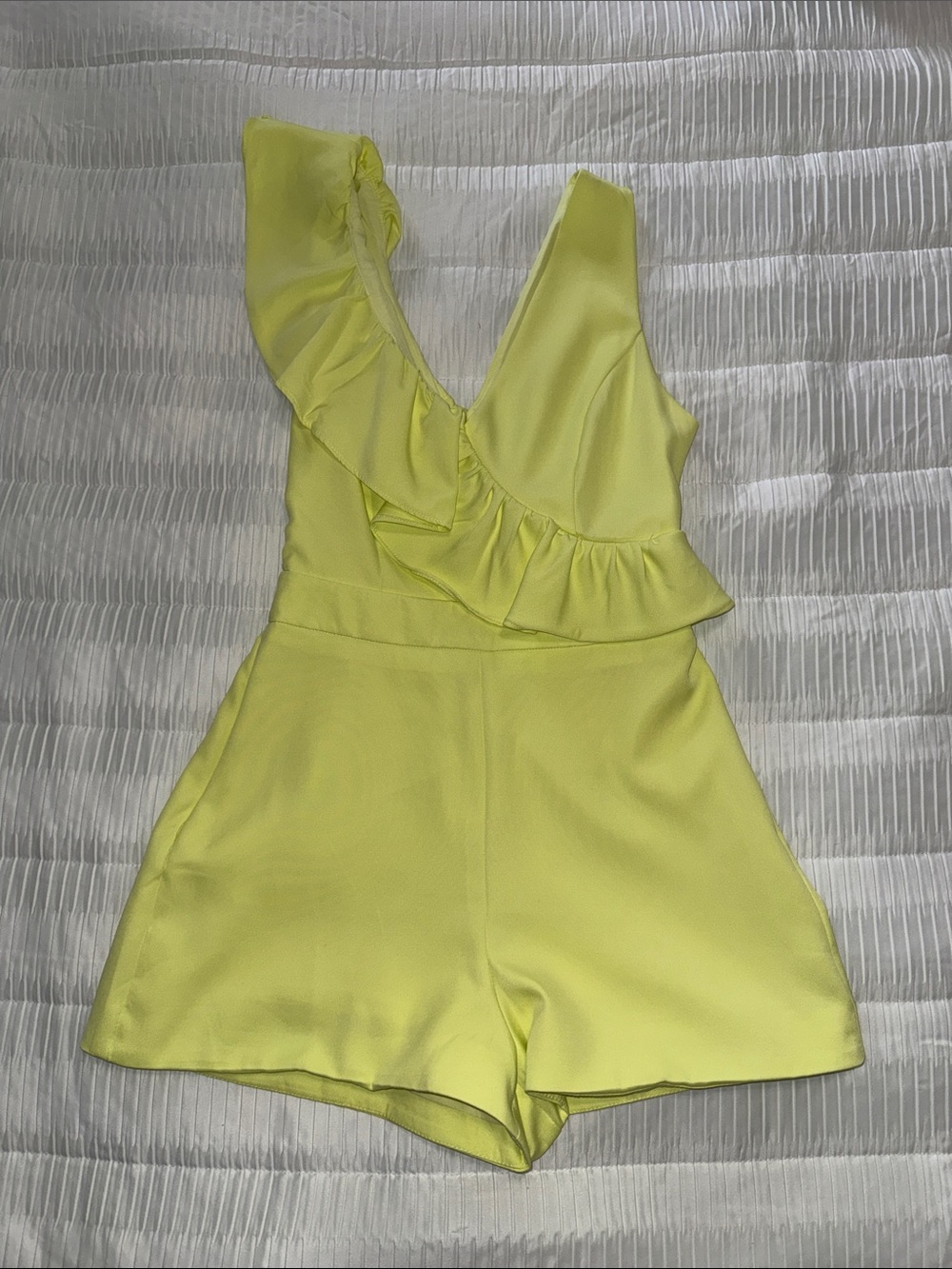 Yellow Ruffle One-Shoulder Romper
